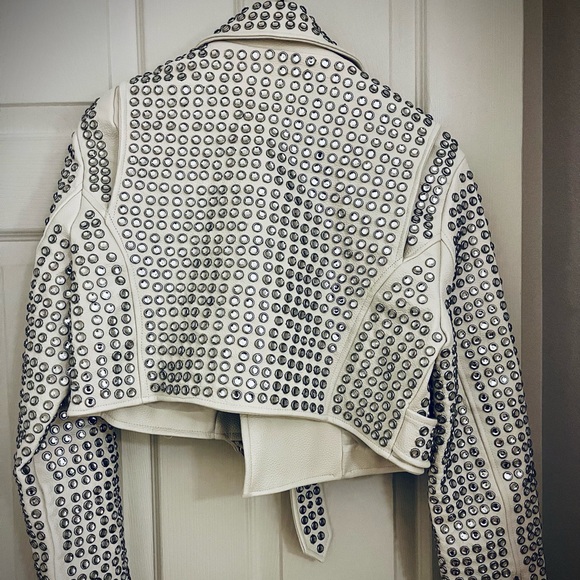 Azalea Wang Gazette Studded Crop Faux Leather Moto Jacket - Picture 6 of 8